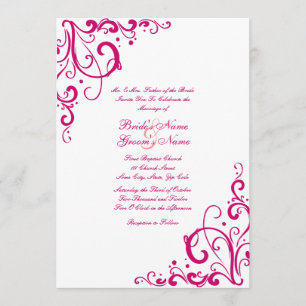 Convite para Casamento de Fuschia e Flourish Branc