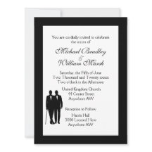 Convite para Casamento de Gay Branco Clássico