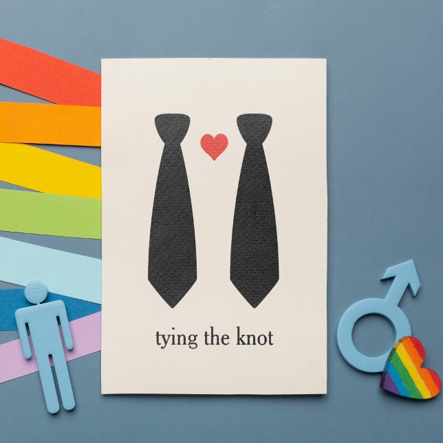 Convite para Casamento de Gay de casando (Presenting this beautiful Tying the Knot Gay Wedding Invitation for your special day.)