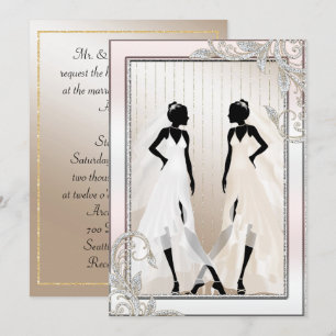 Convite para casamento de Gay elegante com duas no