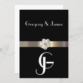 Convite para Casamento de Gay/Lésbica Preto e Dour