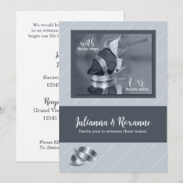 Convite para Casamento de Gay Silver Pinstripe