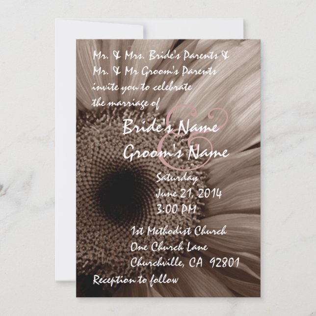 Convite para Casamento de Gerber Daisy (Frente)