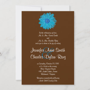 Convite para Casamento de Gerber Daisy de Teal & B