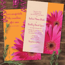 Convite para Casamento de Gerbera Daisy, Laranja e