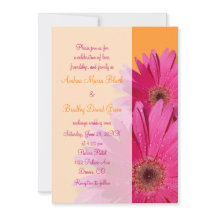 Convite para Casamento de Gerbera Daisy, Laranja e