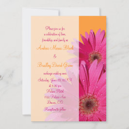 Convite para Casamento de Gerbera Daisy, Laranja e