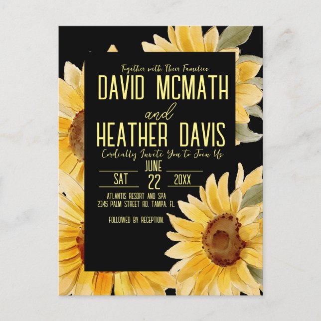 Convite para Casamento de Girassol (Frente)