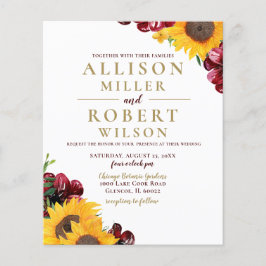 Convite Para Casamento De Girassol Da Burgundia