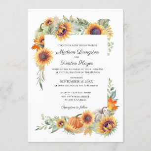 Convite para Casamento de Girassol de Queda