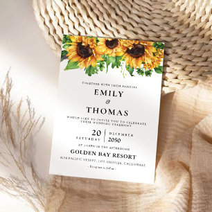 Convite para Casamento de Girassol Greenery