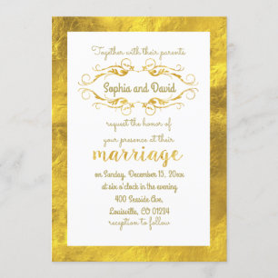 Convite para Casamento de Glam Gold Foil e White