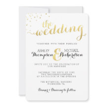 Convite para Casamento de Glamor de Folha de Ouro 