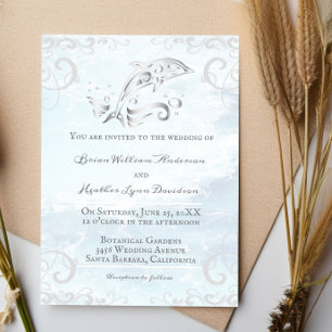 Convite para Casamento de Golfinhos Silver