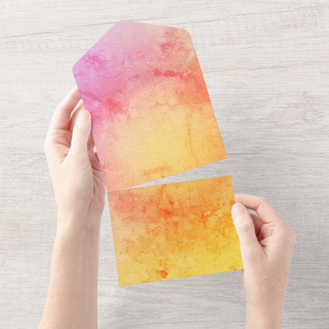 Convite para Casamento de Gradiente Sunset (Tearaway)