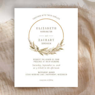 Convite para Casamento de Grass Boho Hoop Pampas