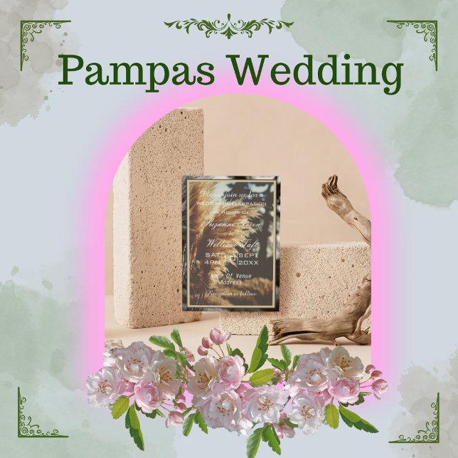 Convite para Casamento de Grass Boho Pampas (Criador carregado)