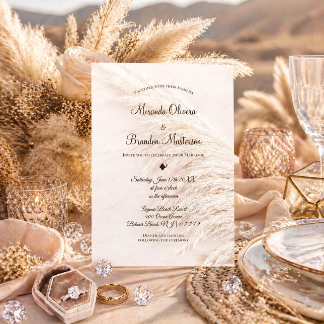 Convite para Casamento de Grass da Boêmia Elegante (Criador carregado)
