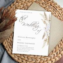 Convite para Casamento de Grass de Pampas Minimali