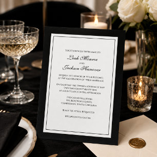Convite para Casamento de Gravata Preta Elegante
