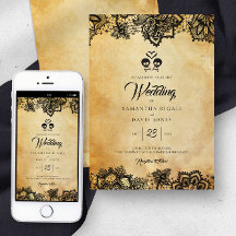 Convite para Casamento de Halloween do Caveira Ele