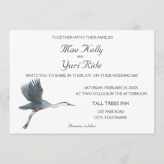 Convite para Casamento de Heron Azul Excelente Voa