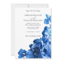 Convite para Casamento de Hydrangea Azul Elegante