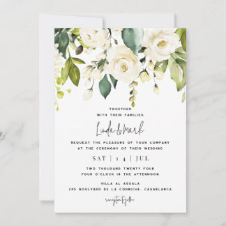 Convite para Casamento de Hydrangea Branca