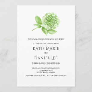 Convite para Casamento de Hydrangea Verde