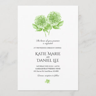 Convite para Casamento de Hydrangea Verde