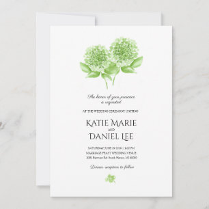 Convite para Casamento de Hydrangea Verde com Enve