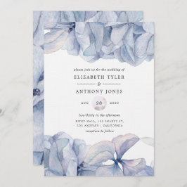 Convite para Casamento de Hydrangeas Azul
