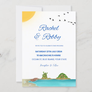 Convite para Casamento de Ilha Editável Design Mod