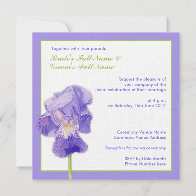 Convite para Casamento de Iris 2 Roxo (Frente)