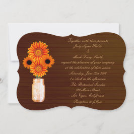 Convite para Casamento de Jar, Orange Rústica do P