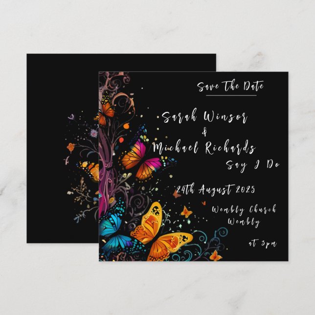 Convite Para Casamento De Jardim De Borboleta Whim (Frente/Verso)