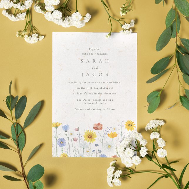 Convite para Casamento de Jardim de Flores Selvage (Wildflower Garden Wedding Invitation)