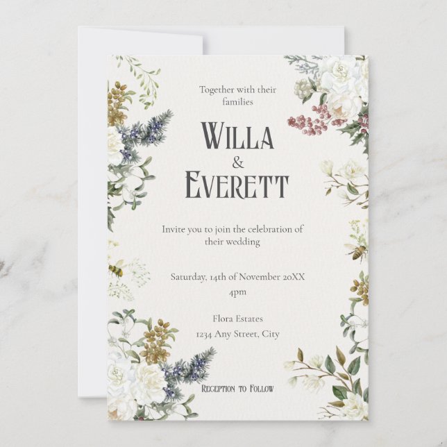 Convite Para Casamento De Jardim Dourado (Frente)