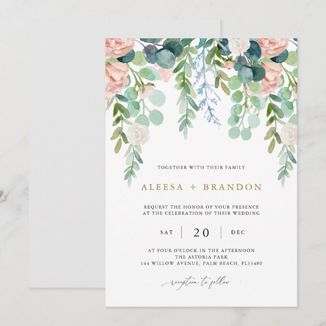 Convite para Casamento de Jardim Escamudo (Frente/Verso)