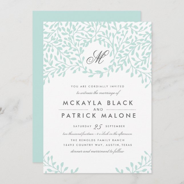 Convite para Casamento de Jardim Secreto - Casa (Frente/Verso)