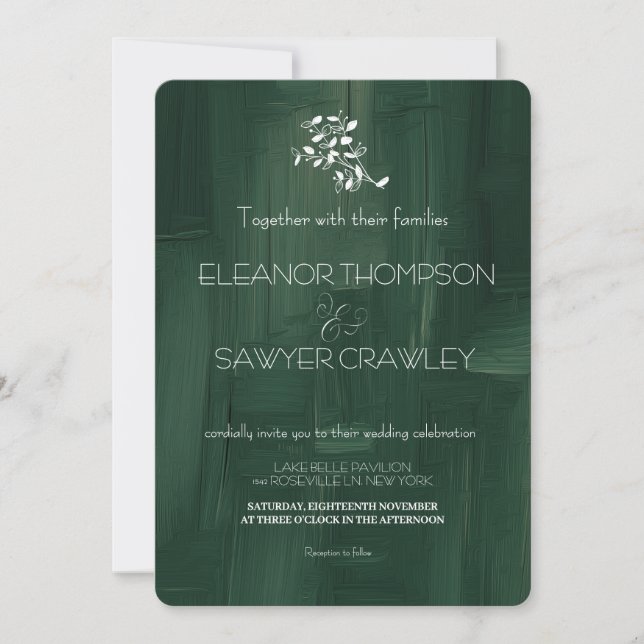 Convite para Casamento de Jardim Verde Esbusto (Frente)