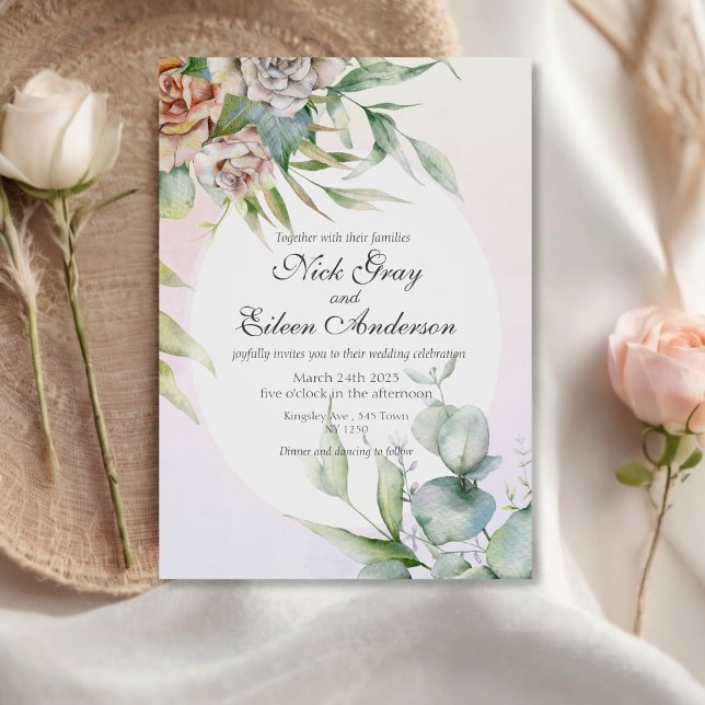 Convite para Casamento de Jardins Encantados Dusty (Dusty Pink Enchanted Garden Wedding Invite)