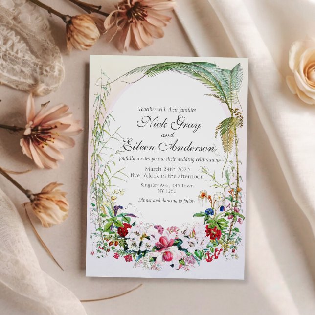 Convite para Casamento de Jardins Encantados Tropi (Tropical Enchanted Garden Wedding )