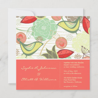 Convite Para Casamento De Jardins Florais De Aves
