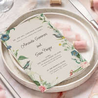 Convite para Casamento de Jardins Secretos Flores 