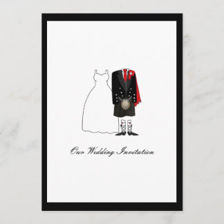 Convite para Casamento de Kilt Escocês - Vermelho