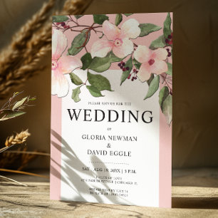 Convite para Casamento de Largas Florais de Peach 