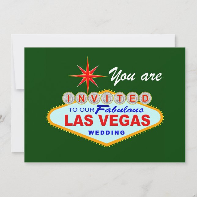 Convite para Casamento de Las Vegas GREEN (Frente)