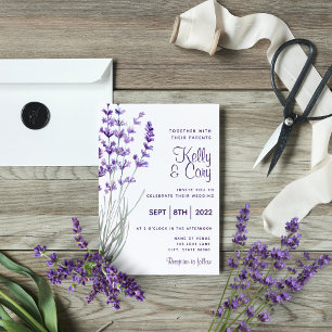 Convite para Casamento de Lavandas de Aquarela