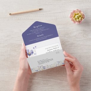 Convite para Casamento de lavandas e de Flores Sel